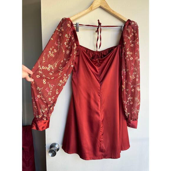 Danielle Bernstein by WEWOREWHAT Puff Sleeve Mini Dress Romantic Sz 14 NWT $99 - Picture 10 of 16